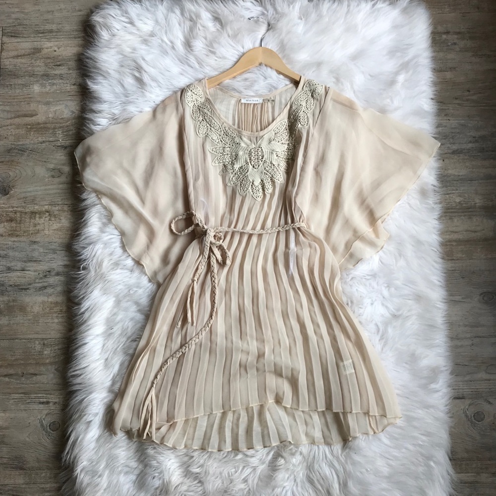 Blue Bird Flowy Butterfly Sleeve Dress Tunic Sz S